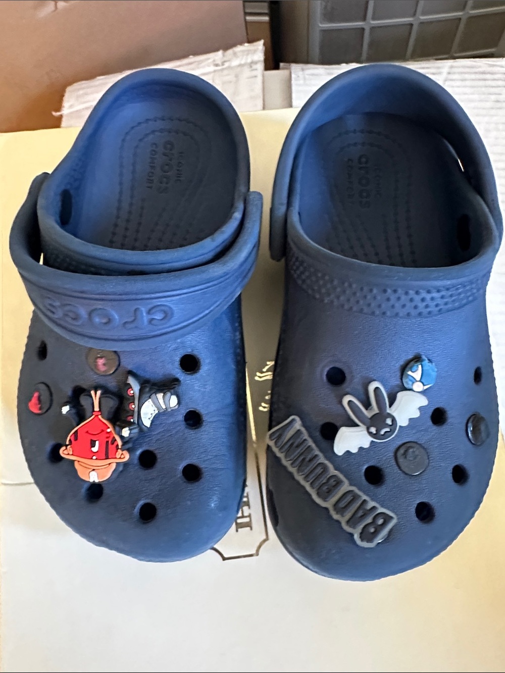 CROCS Kids Navy Blue Clog with Decorative Jibbitz Charms